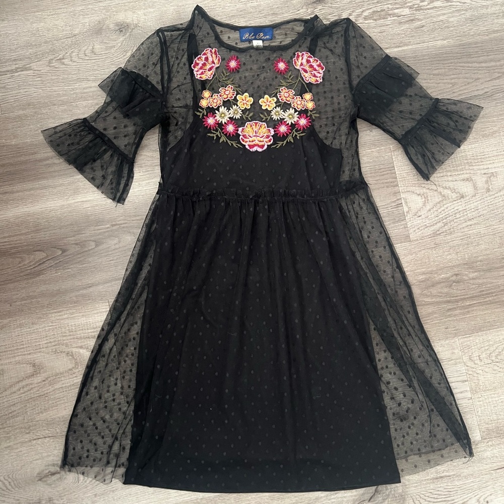 NWOT Blue Rain Embroidered Dress Size XS